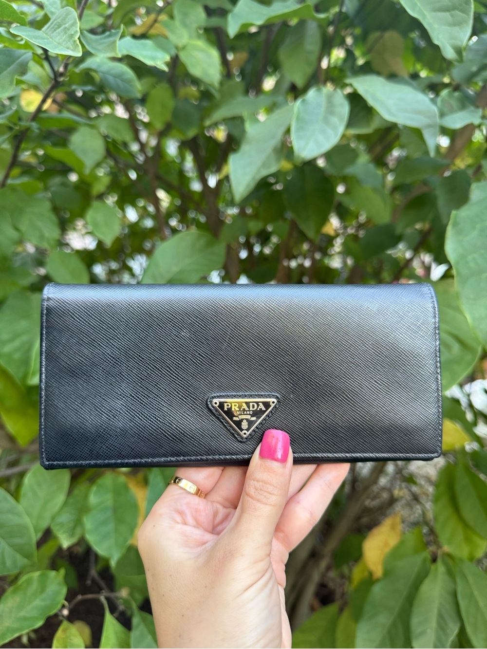 Prada Black Saffiano Leather Long Wallet
